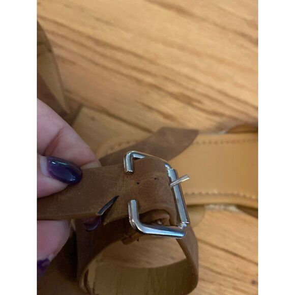 NWOT, women’s tan faux suede open toed espadrille sandals buckled ankle strap 39 - Picture 4 of 8